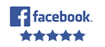 Facebook logo with five stars below it