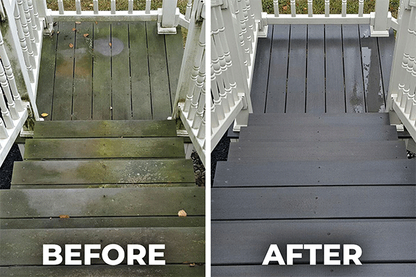 Before and after deck wash