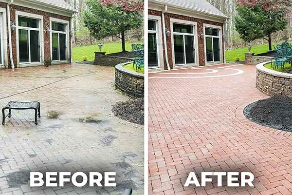 Before and after patio wash