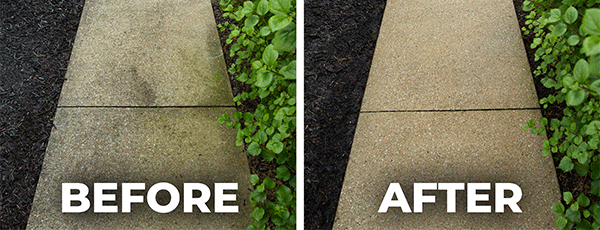 Before and after concrete wash